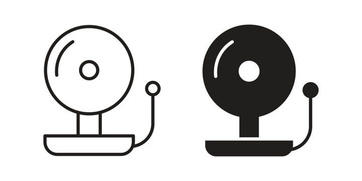School bell icon with editable stroke and solid design vectors