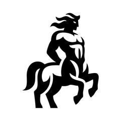 Logotipo centauro de la leyenda griega. Dibujo sencillo del centauro de pie: torso de hombre con cuerpo de caballo  © teracreonte