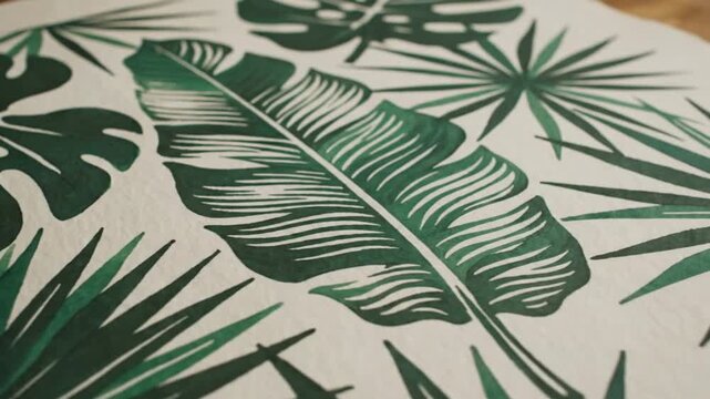 Green Tropical Leaves Pattern on White, Exotic Botanical Floral Design, Exotic Plant Foliage