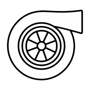 A stylized vector illustration of a turbocharger
