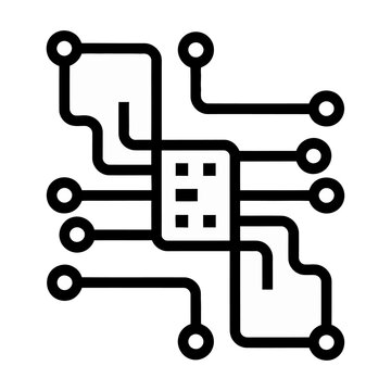 A vector illustration of a circuit board with interconnected lines