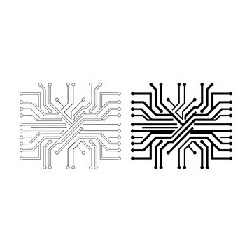 Abstract vector circuit board design in black and white