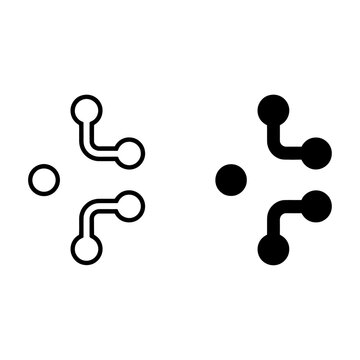 This vector illustration shows two sets of connected dots