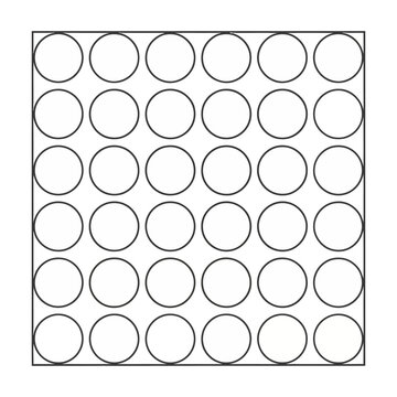 A Vector grid of perfectly aligned circles in a square frame