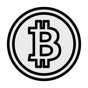 A black and white Bitcoin vector symbol on a circular background