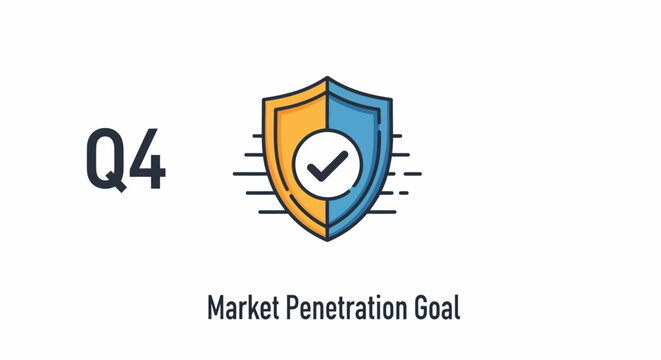 Strategic Q4 market penetration roadmap icon for corporate growth presentations and fiscal year-end planning