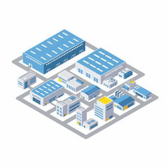 Isometric View of a Modern Industrial Business Park.