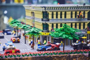 Fototapeta premium Moscow, Russia. - June 23, 2025: Lego construction kit, old models. Collection of the famous toy series