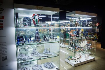 Fototapeta premium Moscow, Russia. - June 23, 2025: Lego construction kit, old models. Collection of the famous toy series