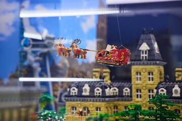 Fototapeta premium Moscow, Russia. - June 23, 2025: Lego construction kit, old models. Collection of the famous toy series