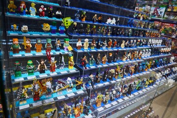 Fototapeta premium Moscow, Russia. - June 23, 2025: Lego construction kit, old models. Collection of the famous toy series