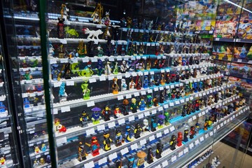 Fototapeta premium Moscow, Russia. - June 23, 2025: Lego construction kit, old models. Collection of the famous toy series