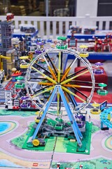 Fototapeta premium Moscow, Russia. - June 23, 2025: Lego construction kit, old models. Collection of the famous toy series