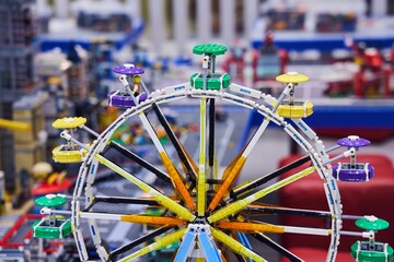 Fototapeta premium Moscow, Russia. - June 23, 2025: Lego construction kit, old models. Collection of the famous toy series