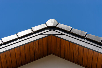 Building gable roof with pvc soffit and flashing © Michal