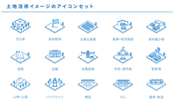 土地活用イメージのアイコンセット、ベクター素材
