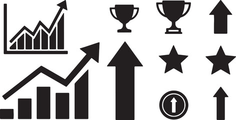 Obraz premium Symbols representing success, growth, and achievement in business and performance metrics