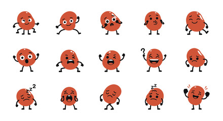 Naklejka premium Cute Cartoon Beans Expressing Various Emotions and Actions