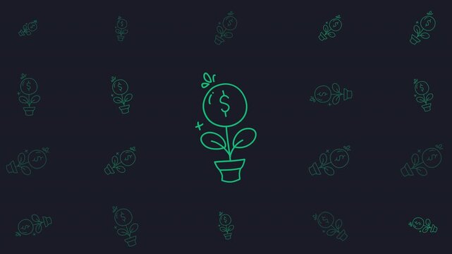 Finance doodle of a money tree plant and dollar symbols in handdrawn style. Perfect for financial presentations and educational materials.