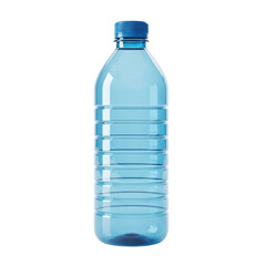 Naklejka premium A clear plastic bottle with a blue cap standing upright