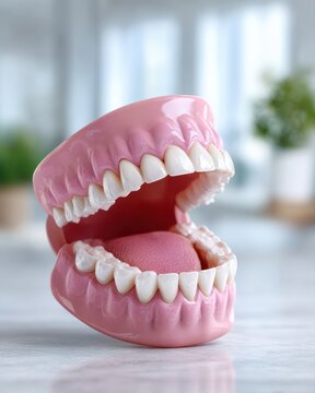 close-up of a dental mouth prop keeping mouth open, clinical detail