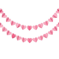 Obraz premium A pink heart garland on a white background isolated on transparent background