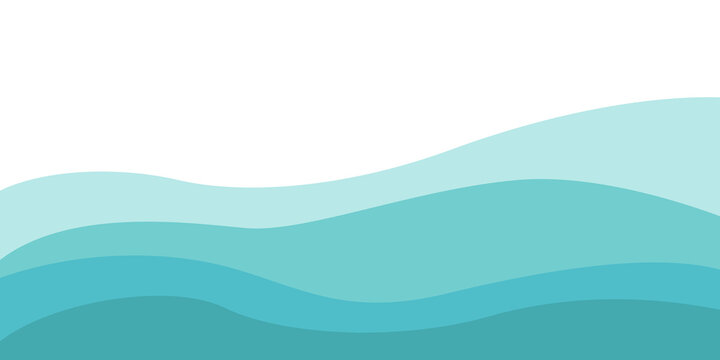 Abstract background with paper cut style waves in various shades of blue and green, creating smooth flowing shapes on transparent