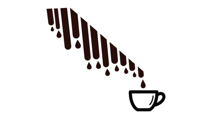 Coffee Flow Concept: A minimalist graphic depicts coffee cascading from an artistic source into a waiting cup. The design captures the essence of a fresh, hot brew with its simplicity and elegance. © Maira