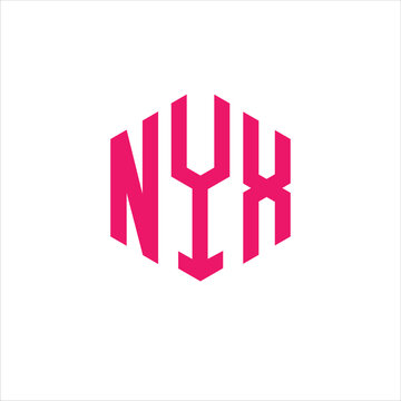 NYX Pink Monogram Logo Design in Hexagon Shape on White Background