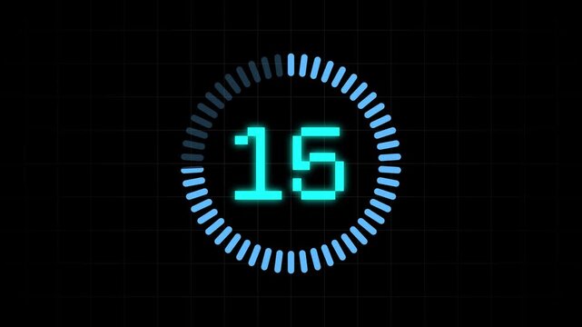 Circular Countdown Timer Animation with Digital Interface