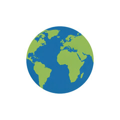 A blue and green globe representing the earth isolated on transparent background