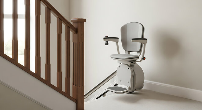 Accessible home solution modern stairlift installed on a domestic staircase for enhanced mobility