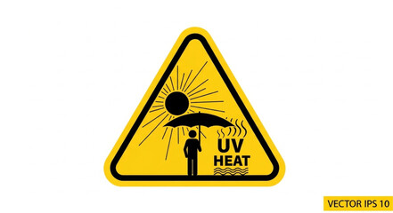 Obraz premium Warning sign for UV heat and sun protection.