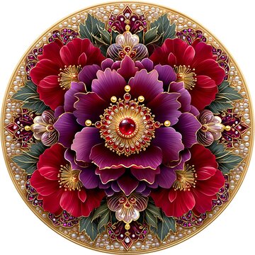 Luxury jeweled floral mandala gold details high resolution image