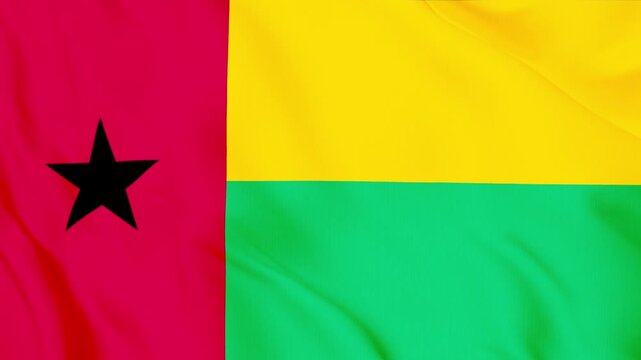Guinea Bissau flag slow motion video animation with cloth texture