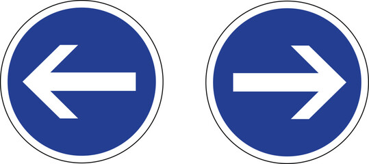 Right and Left Turn Arrow Bundle Mandatory Road Sign Vector   Blue Circular Traffic Symbol Transparent Background © Griffin9678