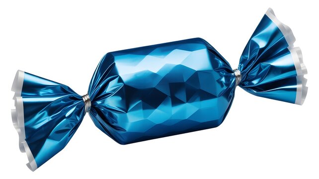 Blue Candy Wrapper Isolated on White Background image photo