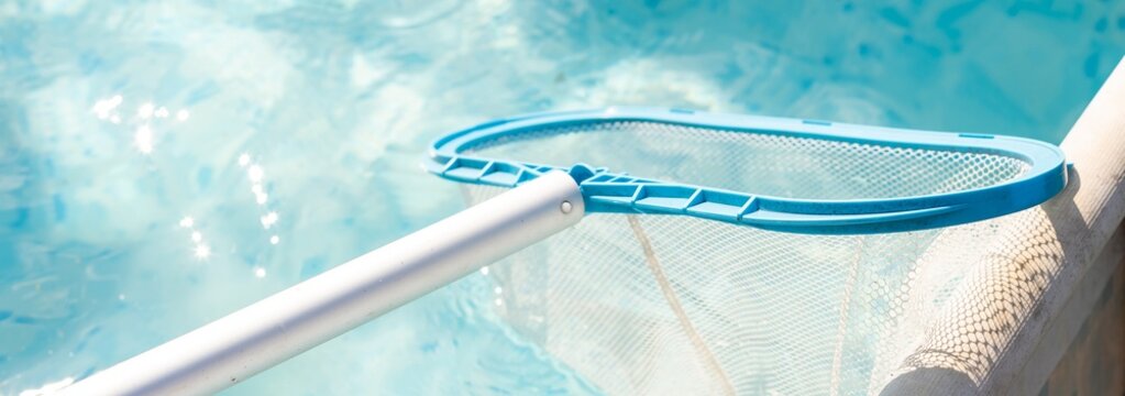 Grid for cleaning and care of the pool. The concept of cleanliness and hygiene of the pool