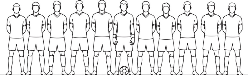 Set of 10 soccer players vector illustrations