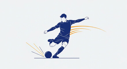 Soccer Player Kicking Ball Action Sport Illustration.