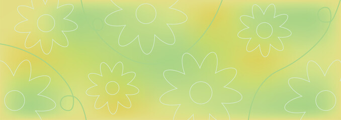 Seamless spring floral background with soft gradient green tones and subtle flower outlines. Minimal decorative pattern suitable for wallpaper, textile, packaging, and seasonal spring themed design. © fkrbahtiart