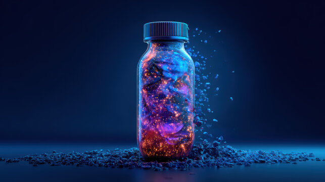 futuristic transparent drink bottle 3d render