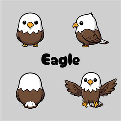 Fototapeta premium cute eagle mascot four white chocolate images