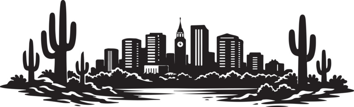 Mesa Skyline Silhouette, Silhouette Vector, Isolated on White Background