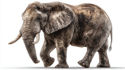 Fototapeta premium elephant on solid color background, minimalistic and clean composition, isolated animal close-up