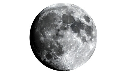 Obraz premium Eine realistische Darstellung des Mondes, freigestellt auf transparentem Hintergrund im PNG-Format