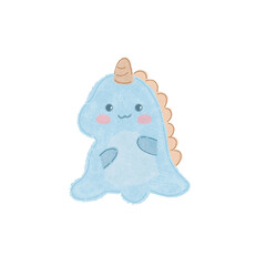 Obraz premium Cute pastel dinosaur cartoon illustration on transparent background