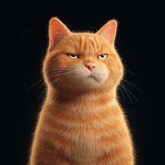 Fototapeta premium Skeptical orange tabby with a regal stare against a deep black backdrop