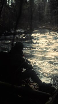 relaxing next to the river
