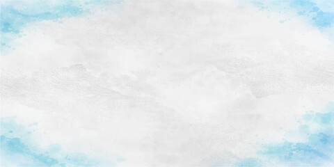 Abstract blue watercolor background featuring a soft winter sky texture with white clouds and frost patterns for a cold nature season © Md